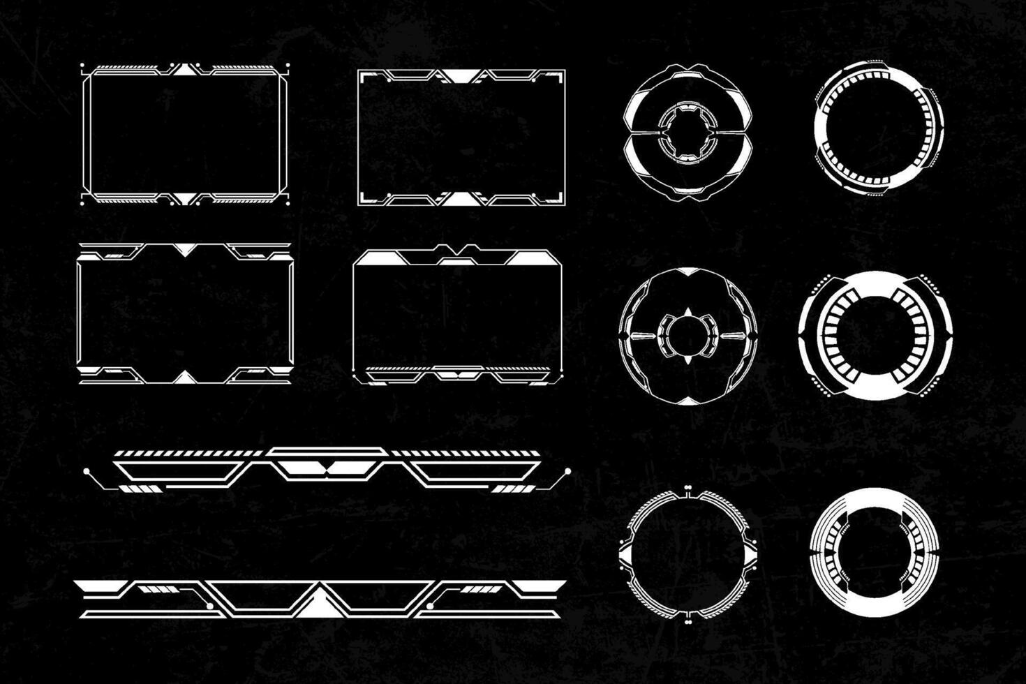 Futuristic cyberpunk sci fi interface element hud technology frame graphic design template vector