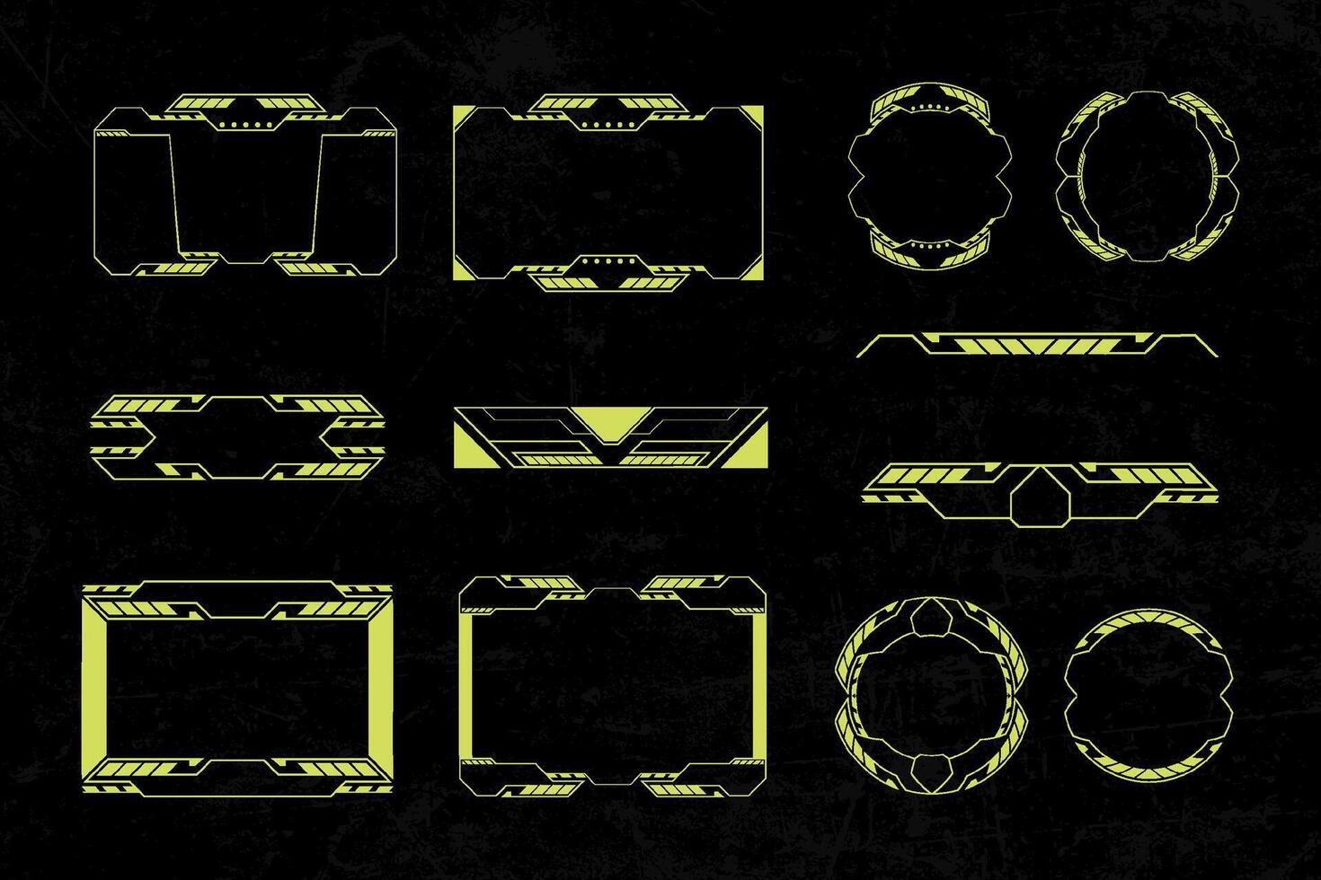 Futuristic cyberpunk sci fi interface element hud technology frame graphic design template vector