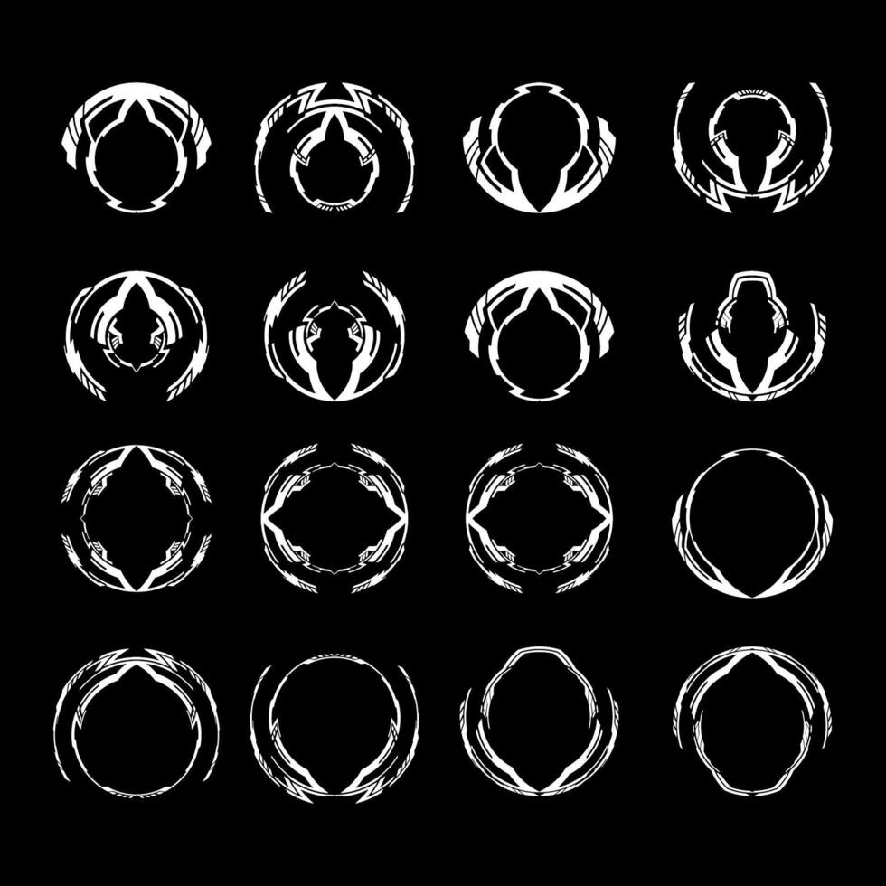 Futuristic cyberpunk sci fi interface element hud technology frame graphic design template vector