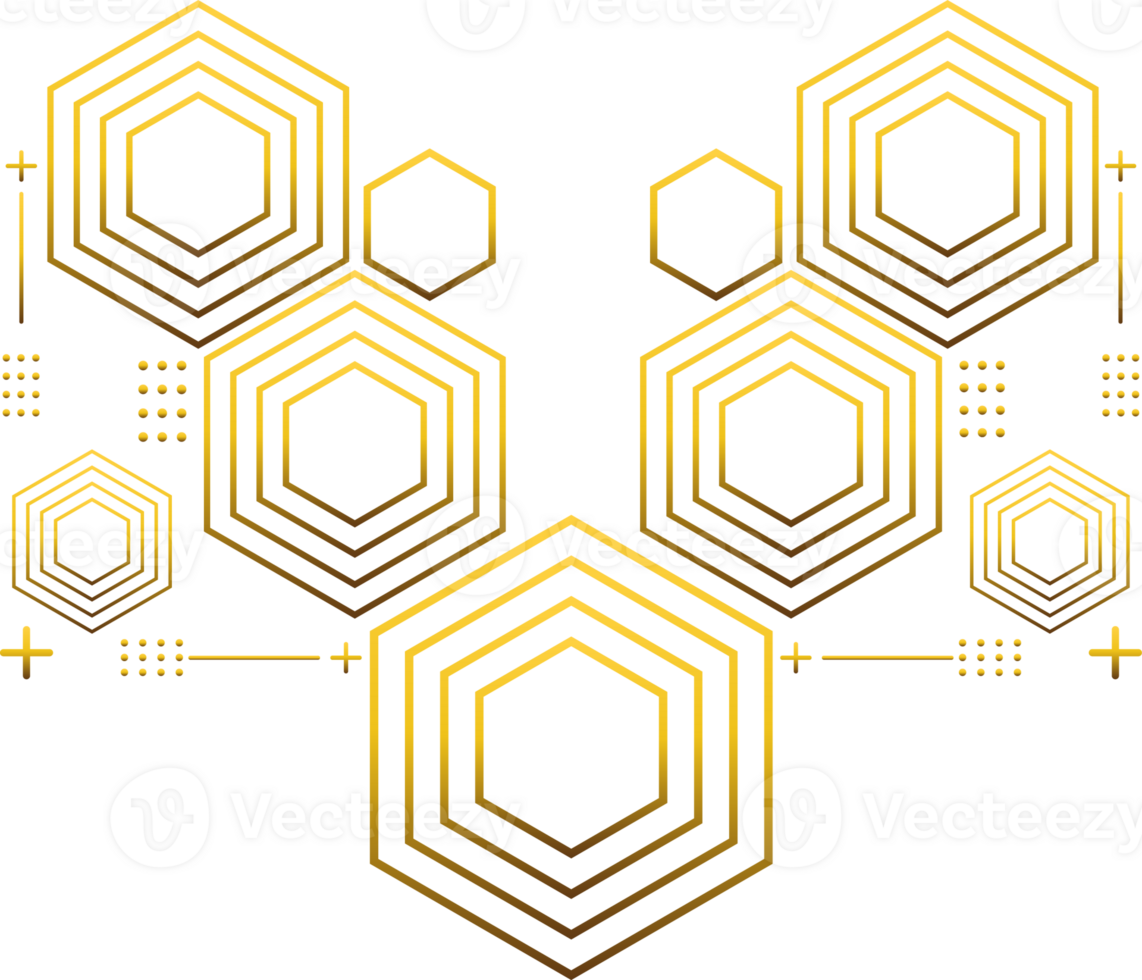 luxury golden geometry pattern element png