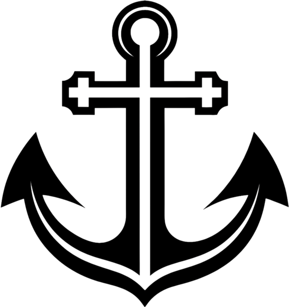 Black Anchor Stencil, Nautical Design Element. AI-generated. png