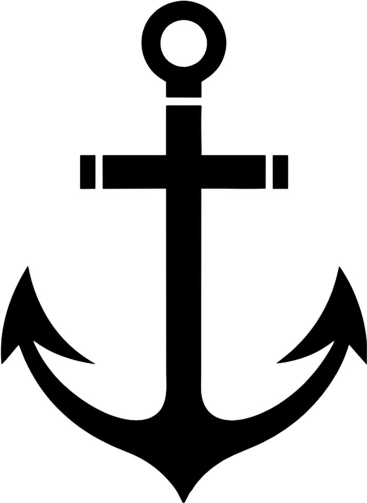 Black Anchor Stencil, Nautical Design Element. AI-generated. png