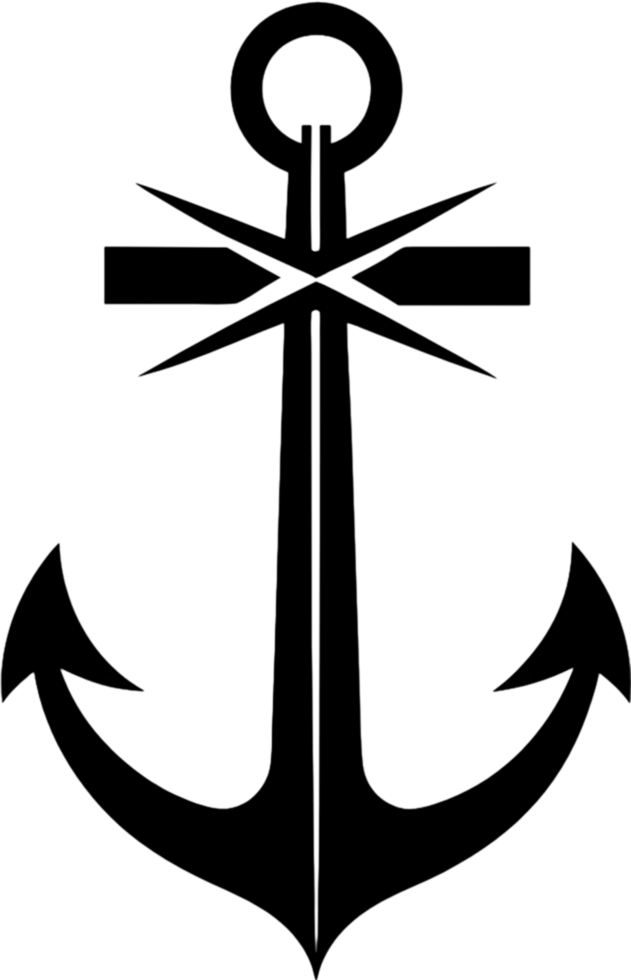 Black Anchor Stencil, Nautical Design Element. AI-generated. png