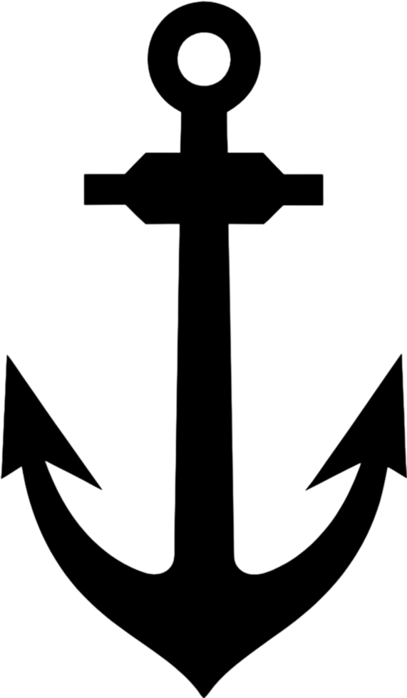 Black Anchor Stencil, Nautical Design Element. AI-generated. png