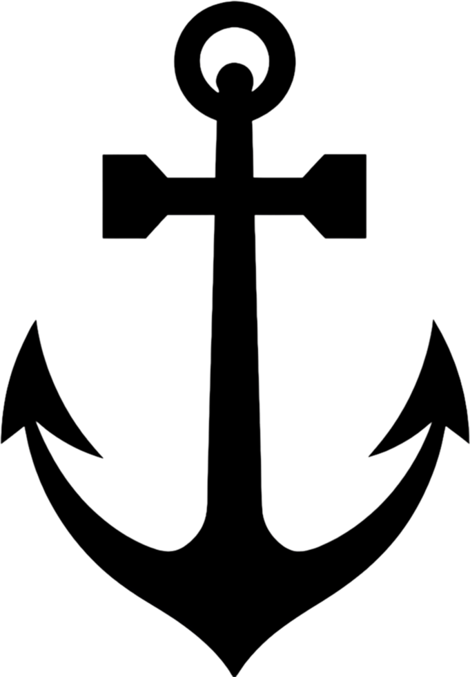 Black Anchor Stencil, Nautical Design Element. AI-generated. png