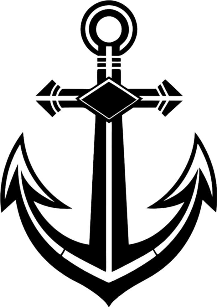 Black Anchor Stencil, Nautical Design Element. AI-generated. png