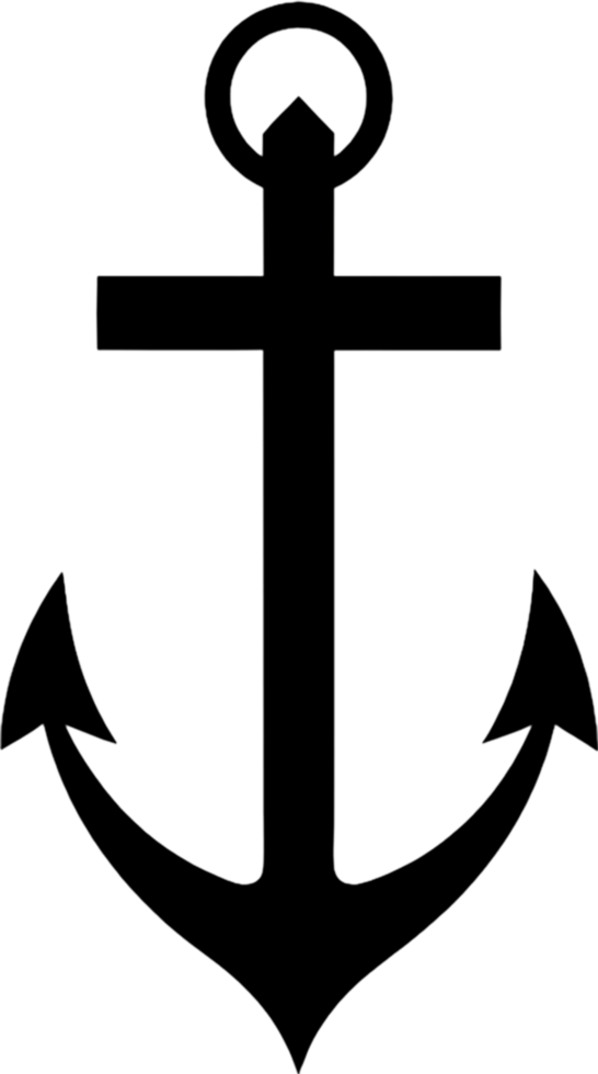 Black Anchor Stencil, Nautical Design Element. AI-generated. png
