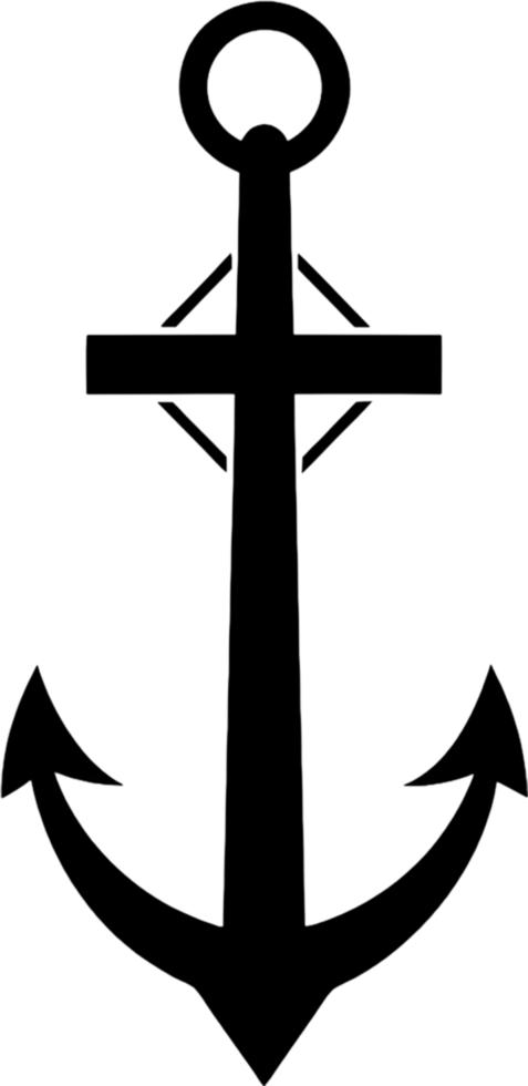 Black Anchor Stencil, Nautical Design Element. AI-generated. png