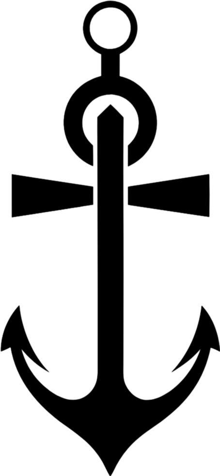 Black Anchor Stencil, Nautical Design Element. AI-generated. png