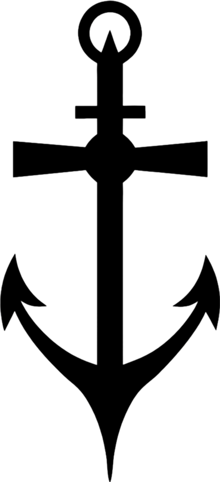 Black Anchor Stencil, Nautical Design Element. AI-generated. png
