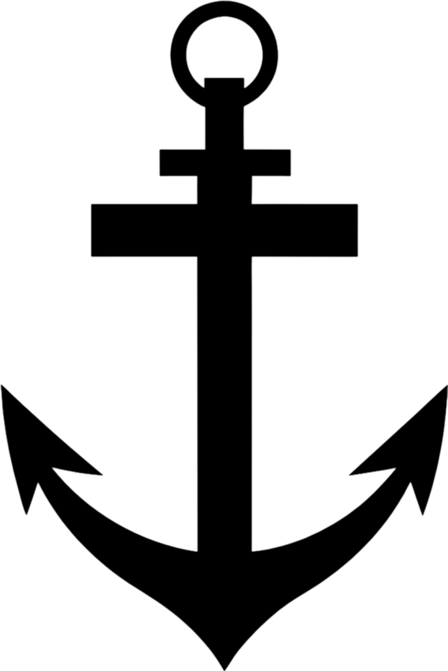 Black Anchor Stencil, Nautical Design Element. AI-generated. png