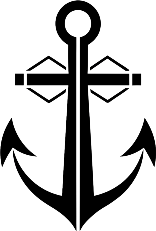 Black Anchor Stencil, Nautical Design Element. AI-generated. png