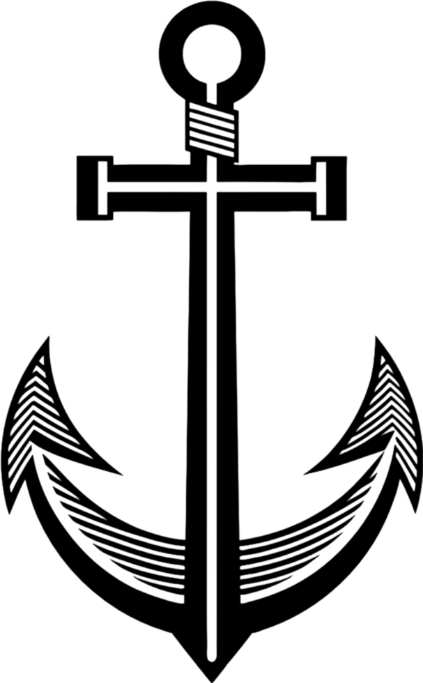 Black Anchor Stencil, Nautical Design Element. AI-generated. png