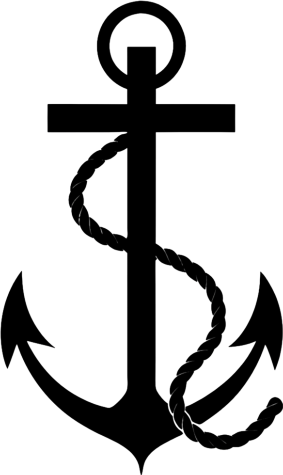 Nautical Anchor Rope Stencil Black Clipart Design. AI-generated. png