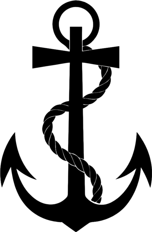 Nautical Anchor Rope Stencil Black Clipart Design. AI-generated. png