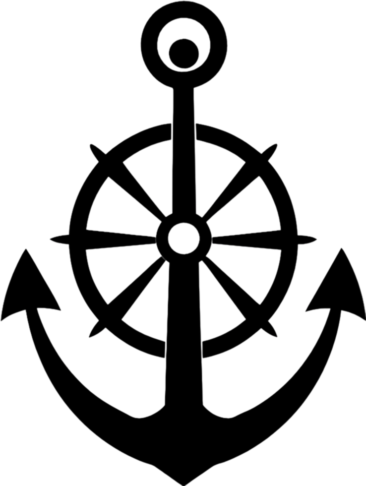 Nautical Anchor Wheel Stencil, Maritime Design Element. AI-generated. png