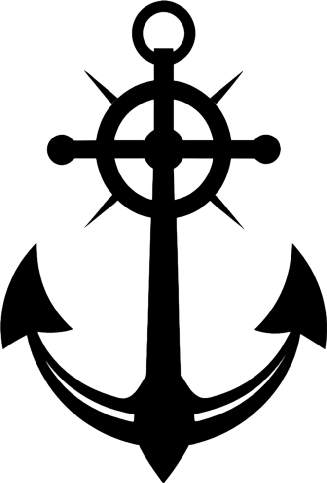 Nautical Anchor Wheel Stencil, Maritime Design Element. AI-generated. png