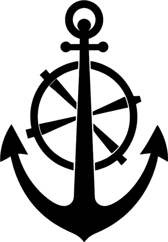 Nautical Anchor Wheel Stencil, Maritime Design Element. AI-generated. png