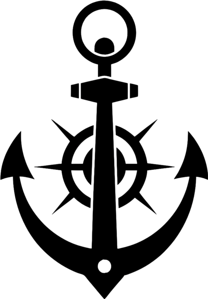 Nautical Anchor Wheel Stencil, Maritime Design Element. AI-generated. png