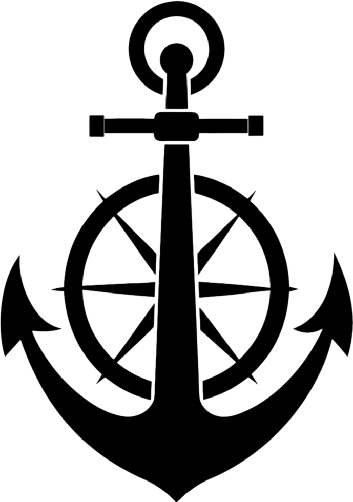 Nautical Anchor Wheel Stencil, Maritime Design Element. AI-generated. png