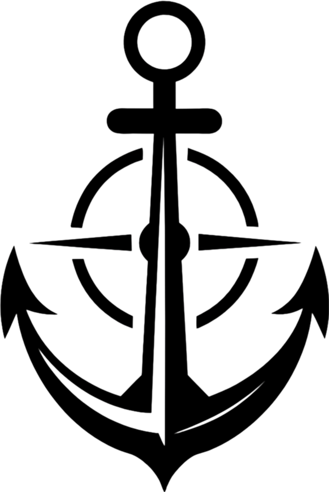 Nautical Anchor Wheel Stencil, Maritime Design Element. AI-generated. png