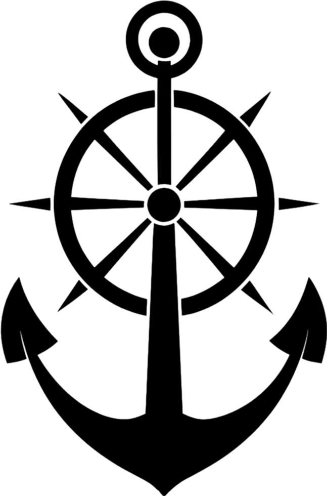 Nautical Anchor Wheel Stencil, Maritime Design Element. AI-generated. png