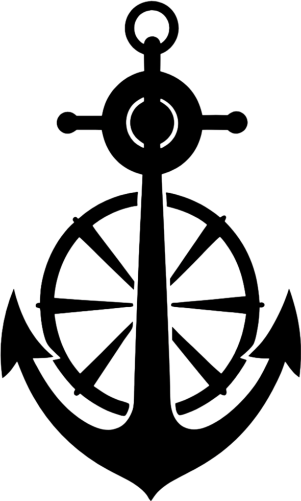 Nautical Anchor Wheel Stencil, Maritime Design Element. AI-generated. png