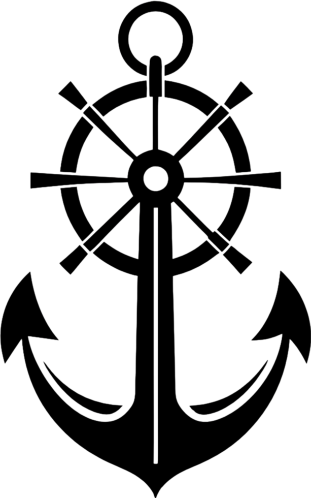 Nautical Anchor Wheel Stencil, Maritime Design Element. AI-generated. png