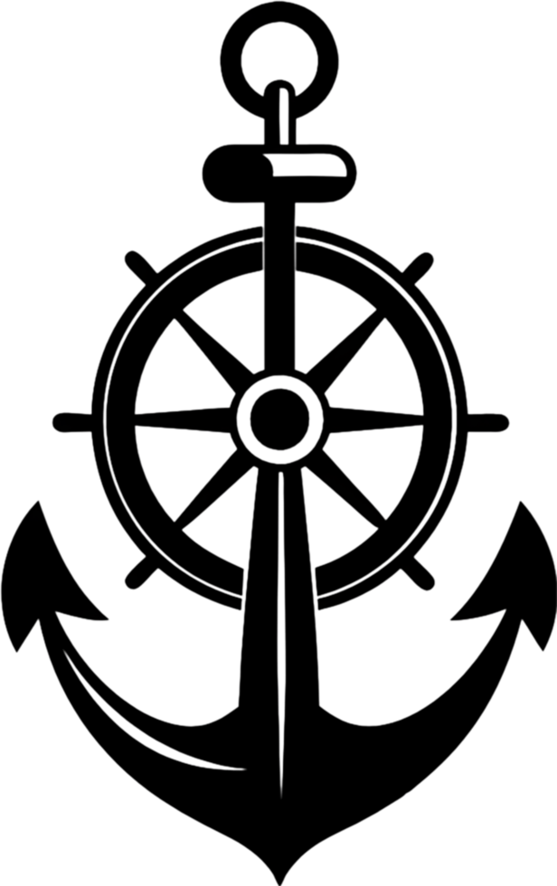 Nautical Anchor Wheel Stencil, Maritime Design Element. AI-generated. png