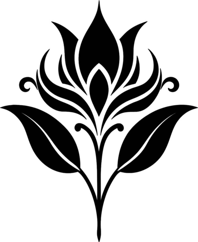 Elegant Art Nouveau Damask Floral Curve Clipart. AI-generated. png