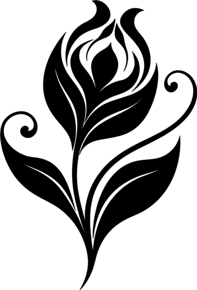 Elegant Art Nouveau Damask Floral Curve Clipart. AI-generated. png
