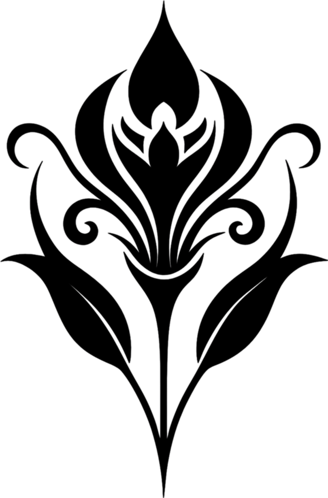 Elegant Art Nouveau Damask Floral Curve Clipart. AI-generated. png