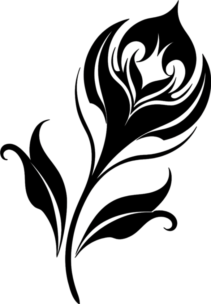 Elegant Art Nouveau Damask Floral Curve Clipart. AI-generated. png