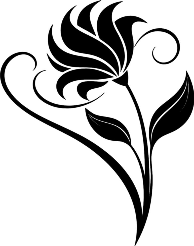 Elegant Art Nouveau Damask Floral Curve Clipart. AI-generated. png