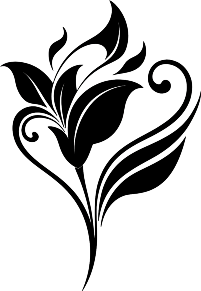 Elegant Art Nouveau Damask Floral Curve Clipart. AI-generated. png