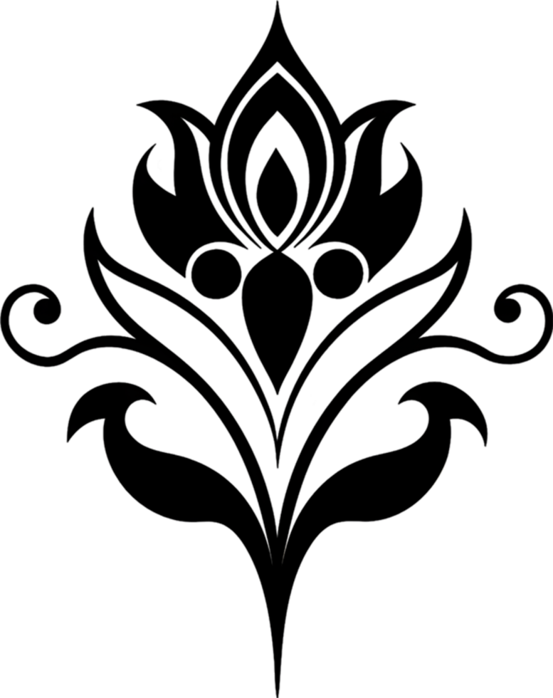 elegant konst nouveau damast- blommig kurva ClipArt. ai-genererad. png