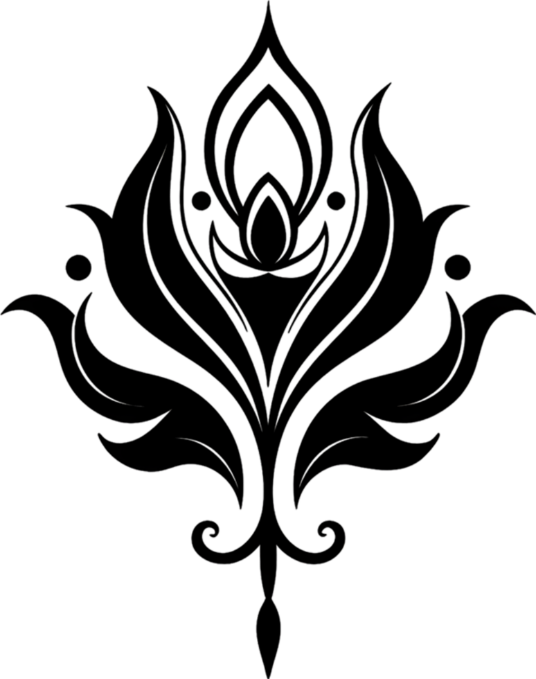 Elegant Art Nouveau Damask Floral Curve Clipart. AI-generated. png