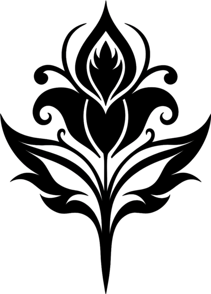 Elegant Art Nouveau Damask Floral Curve Clipart. AI-generated. png