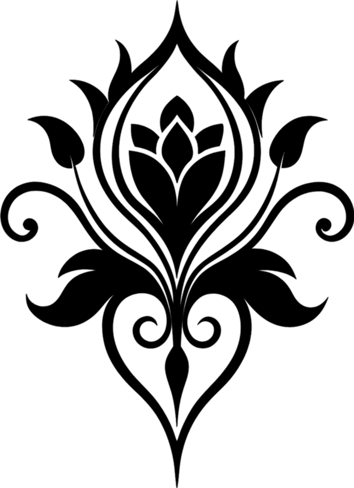 Elegant Art Nouveau Damask Floral Curve Clipart. AI-generated. png