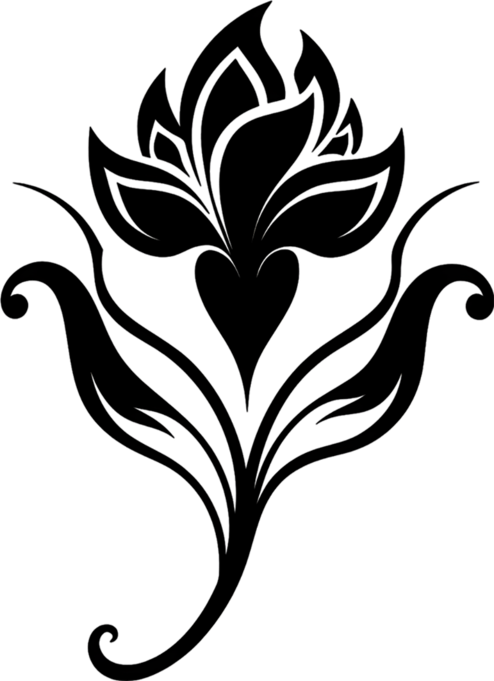 Elegant Art Nouveau Damask Floral Curve Clipart. AI-generated. png