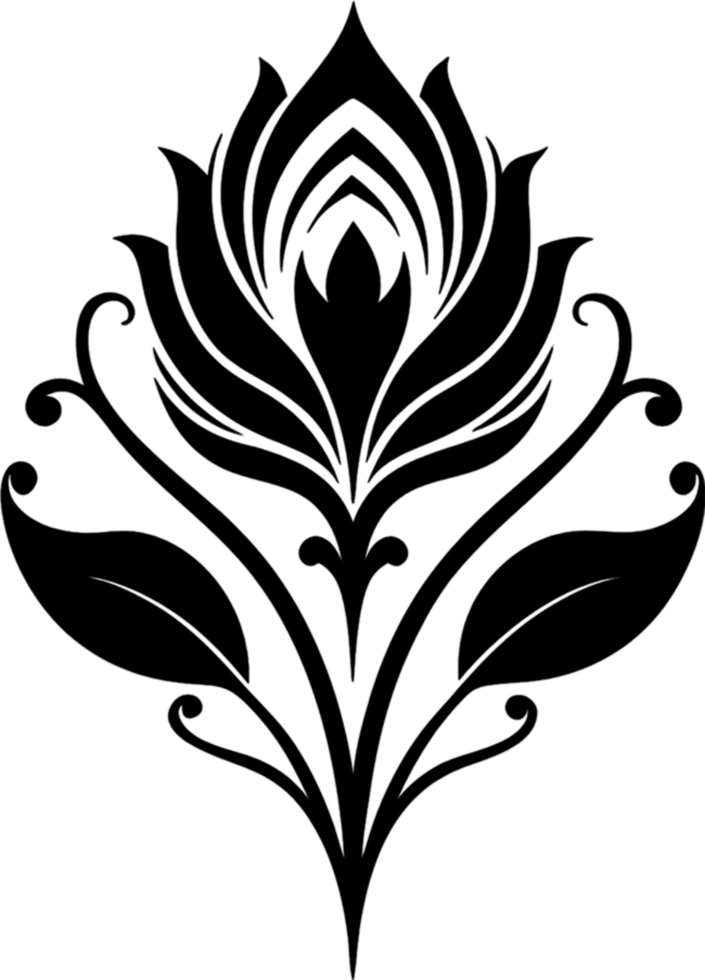 Elegant Art Nouveau Damask Floral Curve Clipart. AI-generated. png