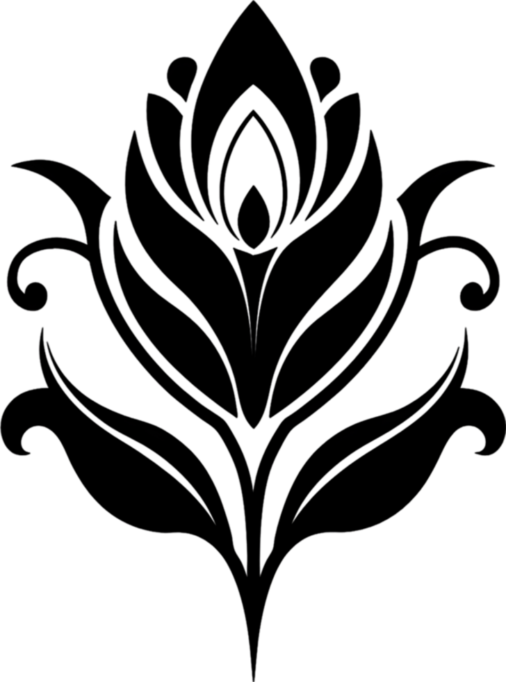 Elegant Art Nouveau Damask Floral Curve Clipart. AI-generated. png