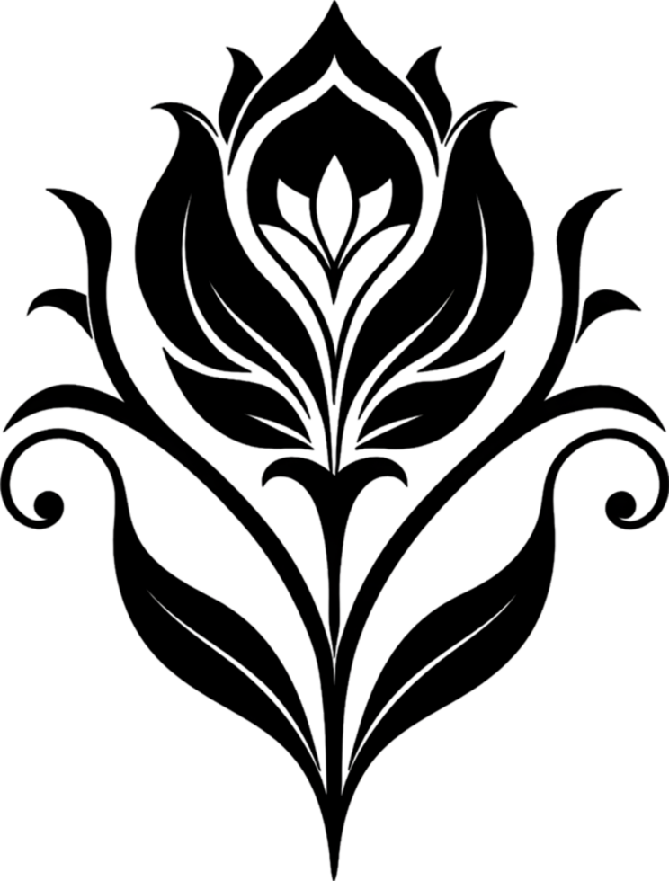 Elegant Art Nouveau Damask Floral Curve Clipart. AI-generated. png