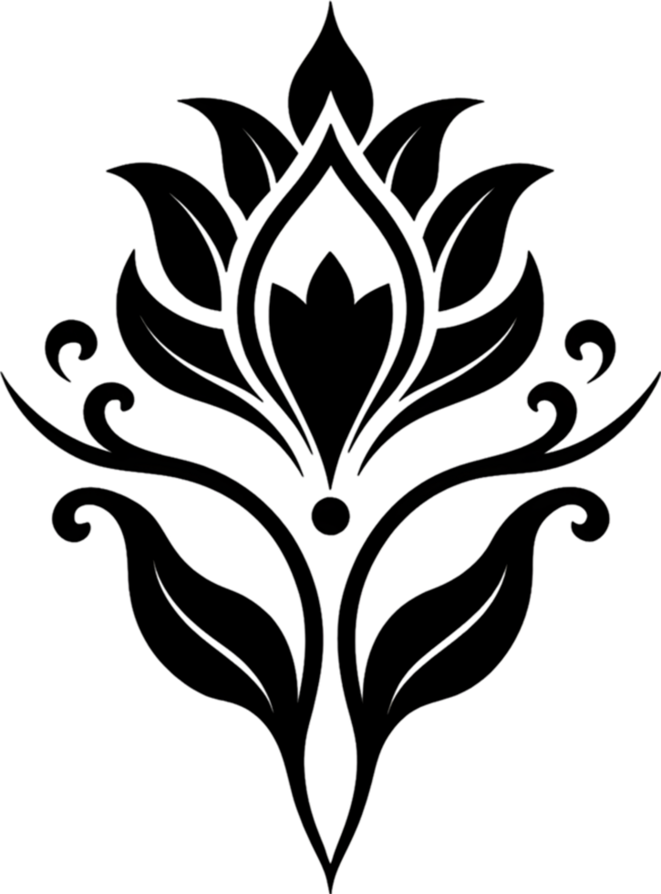 Elegant Art Nouveau Damask Floral Curve Clipart. AI-generated. png