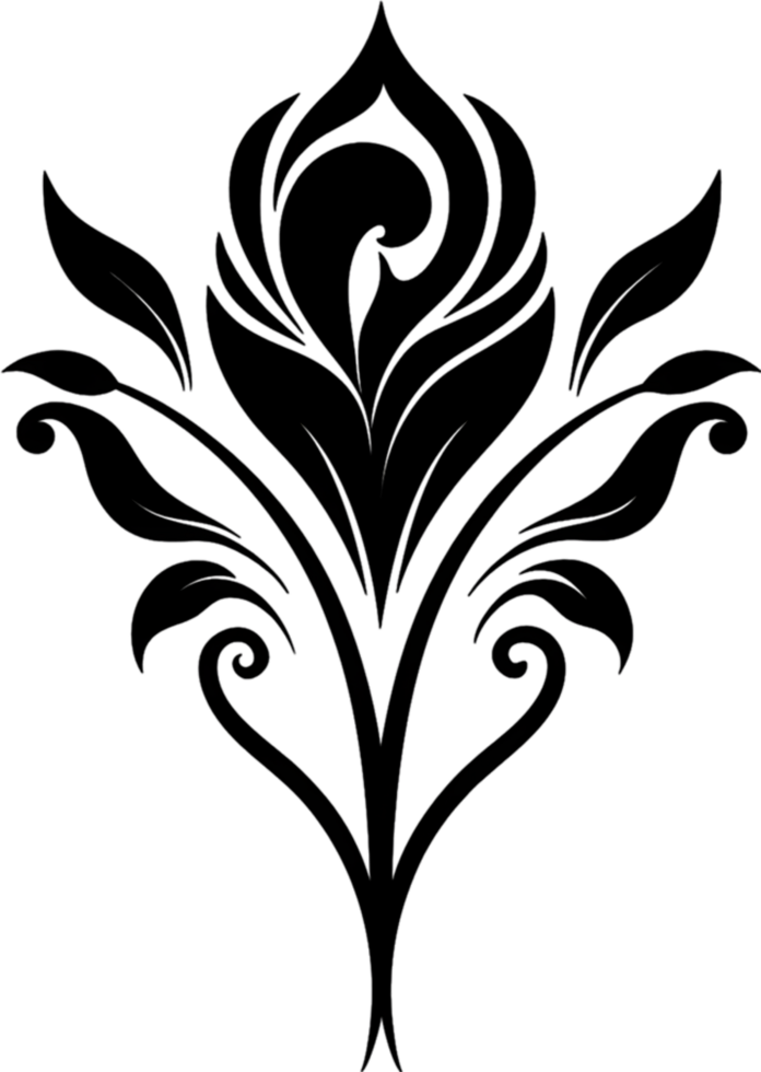 Elegant Art Nouveau Damask Floral Curve Clipart. AI-generated. png