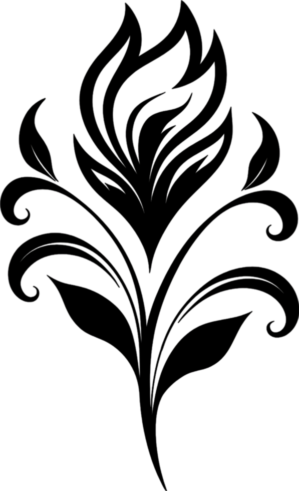 Elegant Art Nouveau Damask Floral Curve Clipart. AI-generated. png