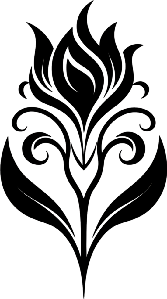 Elegant Art Nouveau Damask Floral Curve Clipart. AI-generated. png
