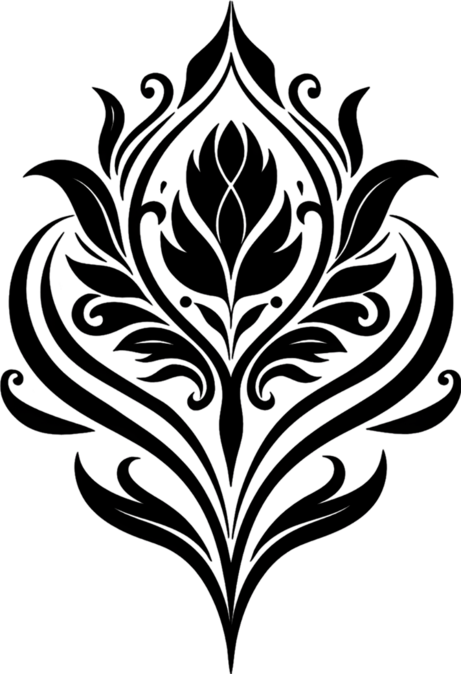 Elegant Art Nouveau Damask Floral Curve Clipart. AI-generated. png