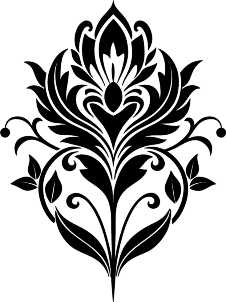 Elegant Art Nouveau Damask Floral Curve Clipart. AI-generated. png