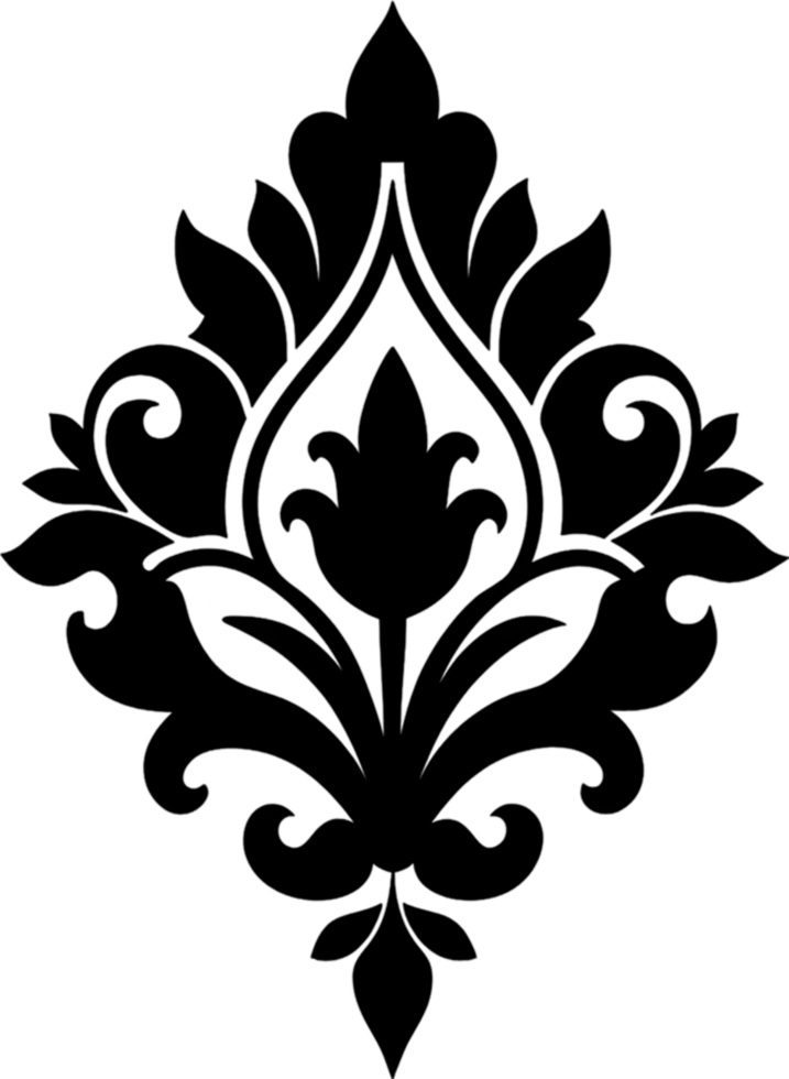 Elegant Damask Floral Lace Stencil Clipart Design. AI-generated. png